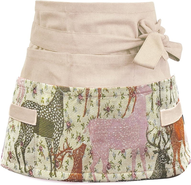 MILCIL Store Garden Apron for Woman, Serve Apron Cute, Flora Half Apron with 8 Pockets, Valentines Gift for Mom Wife Girlfriend - Image 1